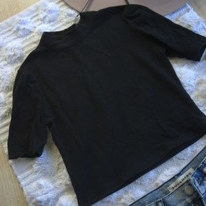 Black High Neck Crop Top.